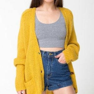 American Apparel Mustard Yellow Oversized Mohair Cardigan (OS)